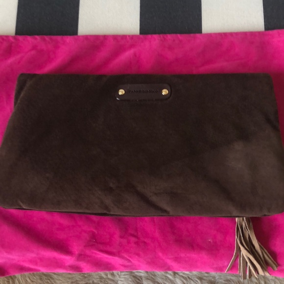 Used once-Carrie Dunham brownSuede foldover clutch - Picture 6 of 9